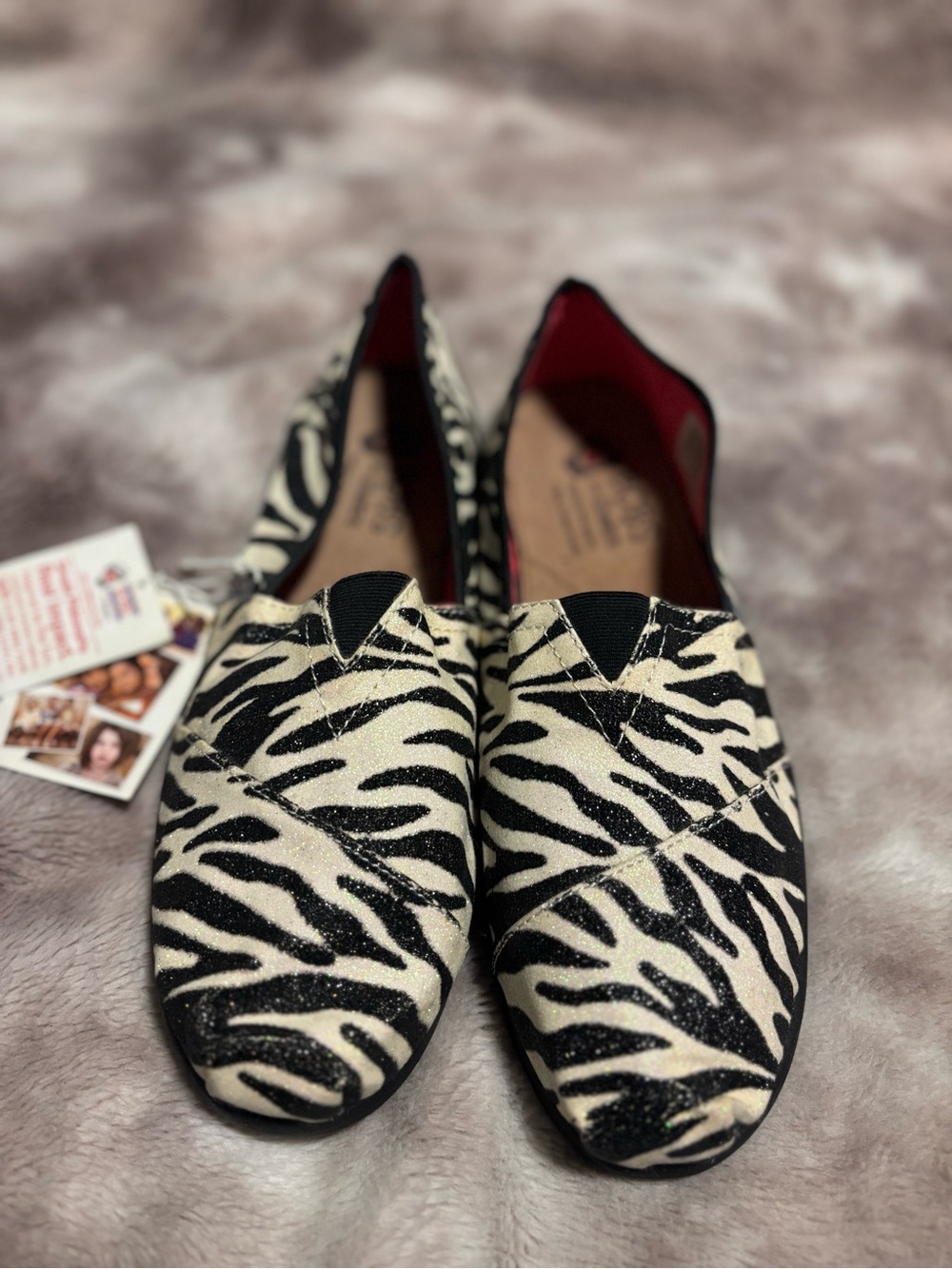 BOBS Zebra Print Glitter Slip-On Shoes Women’s Size 9 New With Tags